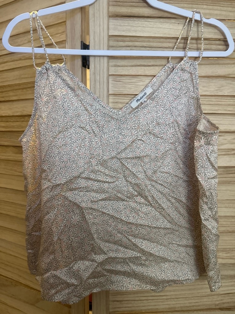 Madewell Cream Floral V-Neck Spaghetti Strap Camisole